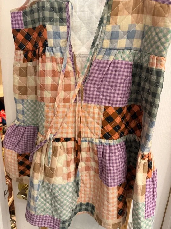 ASOS quilted patchwork tiered mini dress - Picture 6 of 7